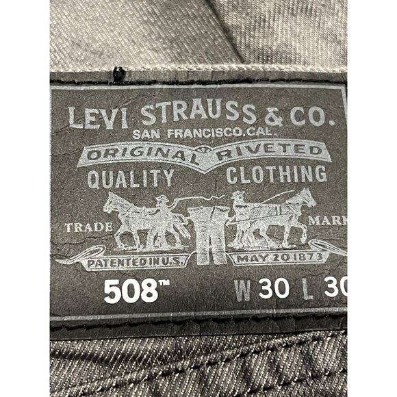 Levis Denim Jeans Size 30 X 30 Style 508 Taper Straight Black EUC - Picture 7 of 8